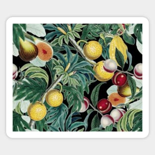 Vintage Fruit Pattern on black Sticker